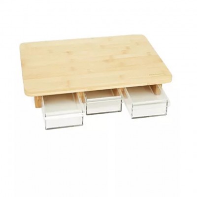 Cutting Board with Containers/Trays, Bamboo Eco-friendly,the plastic is food grade