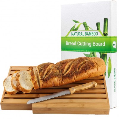 Bamboo bread cutting board with a case