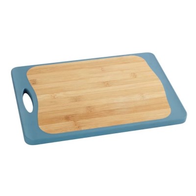 Bamboo double-sided cutting board chopping board one side is bamboo the other side is plastic with silicon handle